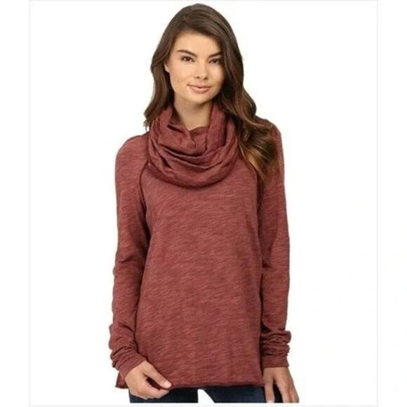 Free People Sweaters - Free People Beach Women's Long Sleeve Cowl Neck Cotton Rust Sweater Size S/M